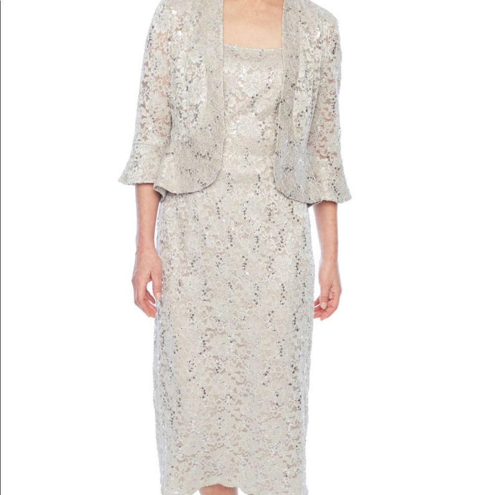 R & M Richards 3/4 sleeve embellished Jacket dress